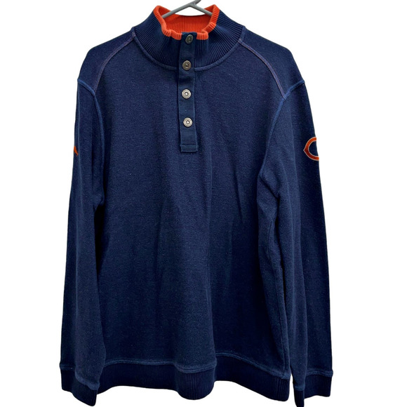 Tommy Bahama Chicago Bears Mock Neck 1/4 Snap Sweater "C" Logo LARGE - Picture 1 of 6